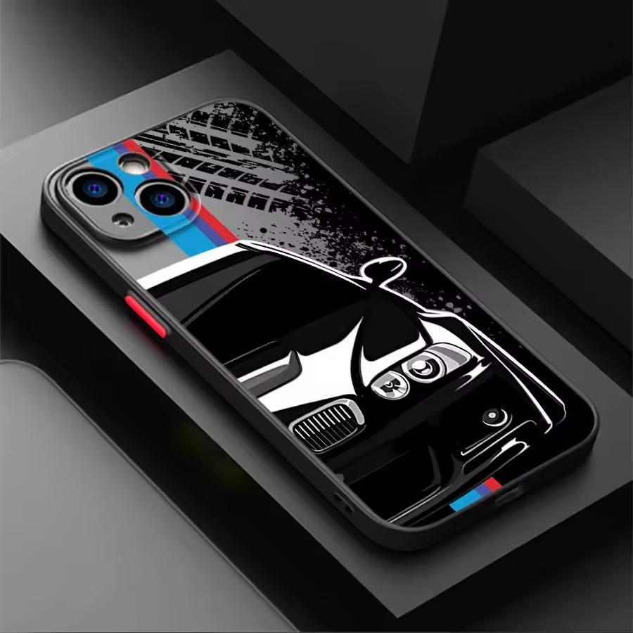 Sport B Power Car M Logo Handyhülle für iPhone 16 Pro 11 12 Mini 13 14 Pro 15 Pro Max 7 8 Plus XR XS MAX Schwarzes Weichrand Cover For iPhone 12 Pro