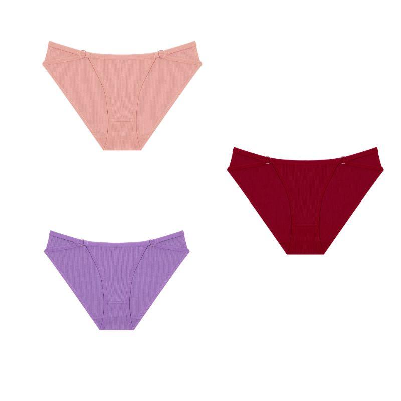 FINETOO 3 TEILE/SATZ Nahtlose Baumwollhöschen für Damen Bequeme und atmungsaktive Höschen Volle weiche Damenunterwäsche Dessous L beige