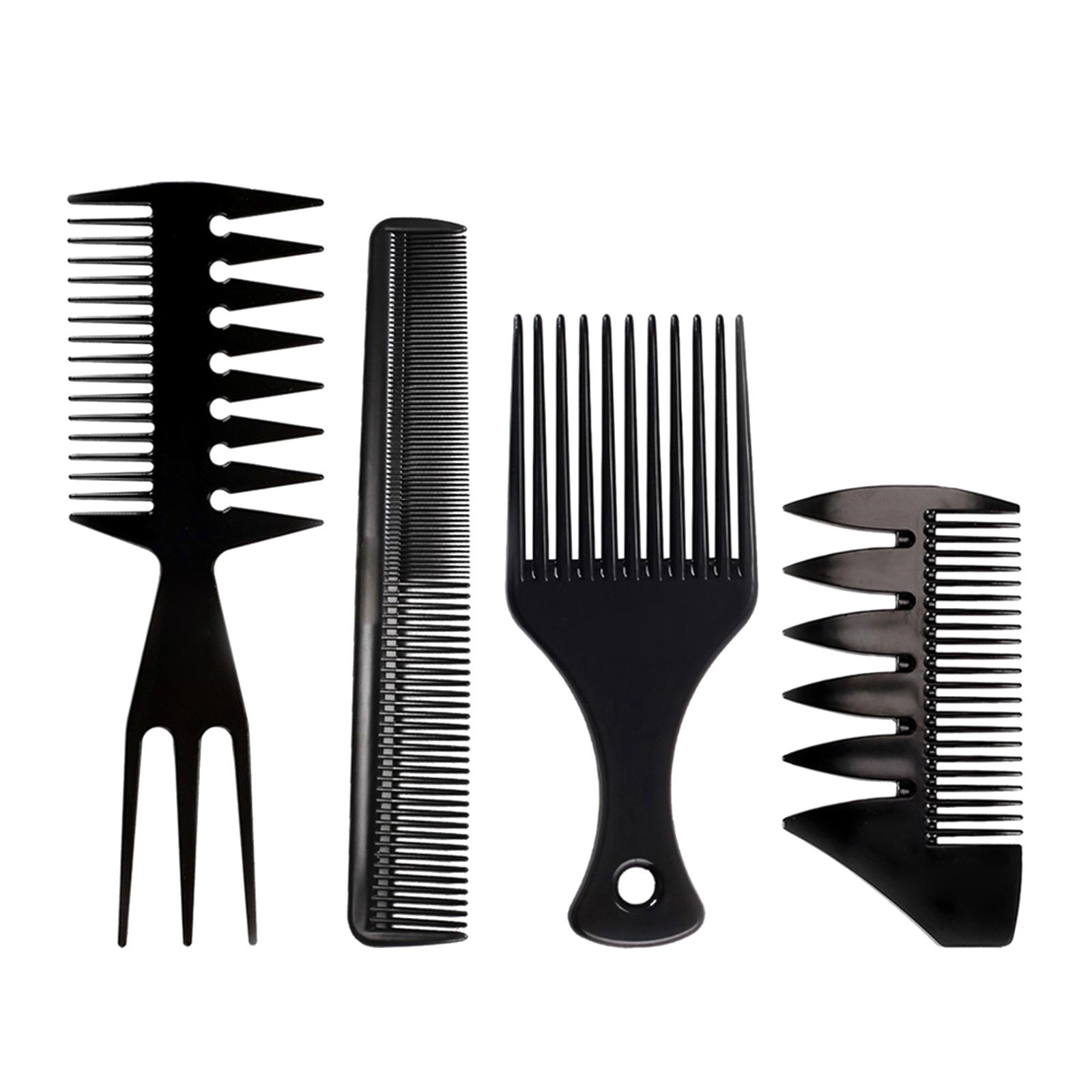 4PCS Haar Pinsel Kamm Set Breite Zahn Kamm Friseur Styling Werkzeuge Nass Pick Barber Kamm schwarz