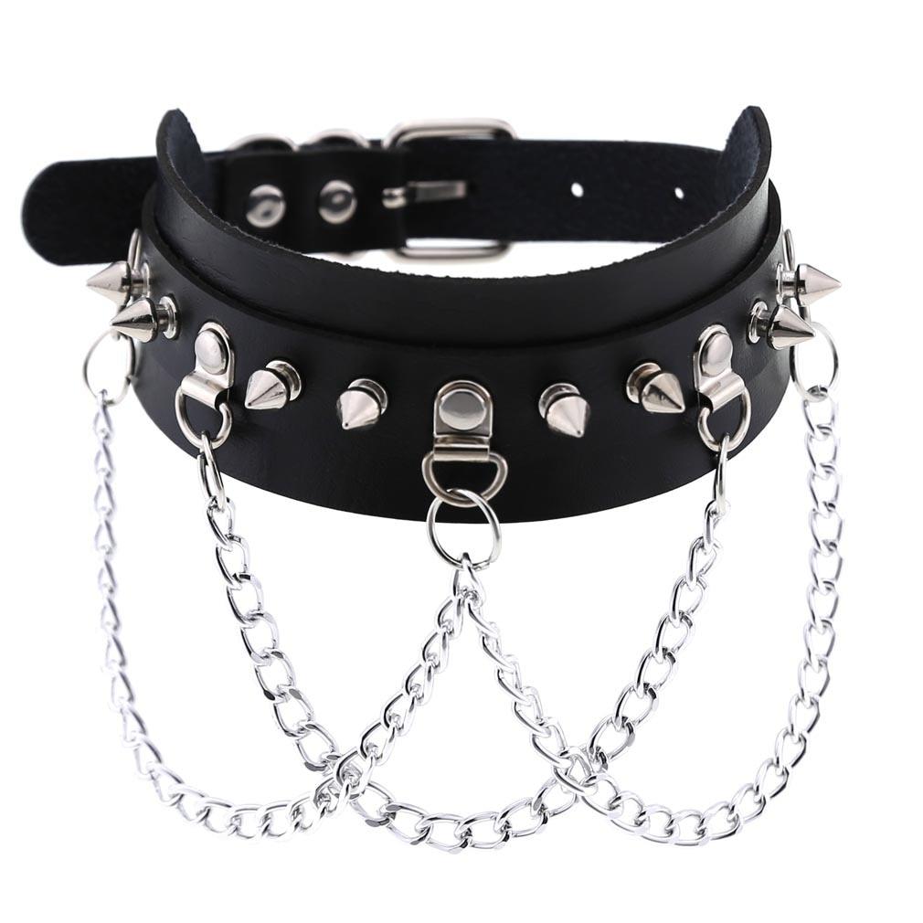 DIEZI Personalisierte Männer Schwarz PU Leder Halsband Halskette Gothic Kragen Halskette Drehmomente Für Frauen Boho Vintage Party Schmuck