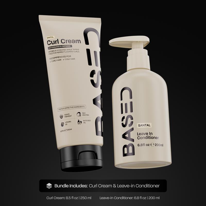 BASED Locken Dual-Action Set: Ein hochwertiges, ungiftiges Lockencreme- und Leave-In-Conditioner-Set – für definierte Locken