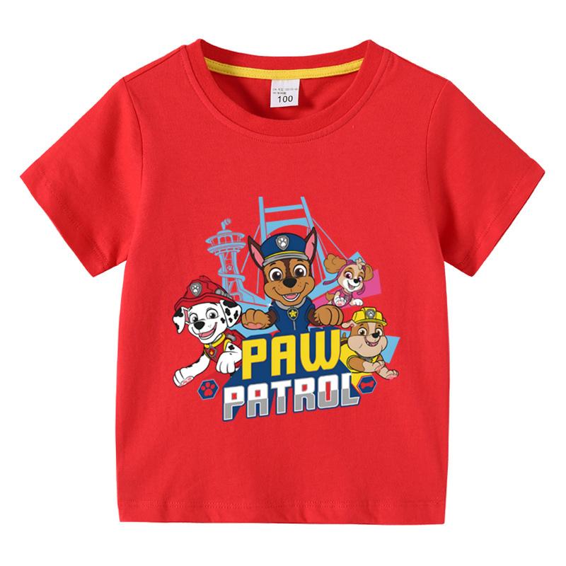 Paw Patrol Kinderbekleidung T-Shirts Sommer Bedruckt Cartoon Mode Kurzarm Jungen T-Shirt Beliebtes Design Kinder T-Shirt Rundhalsausschnitt 110