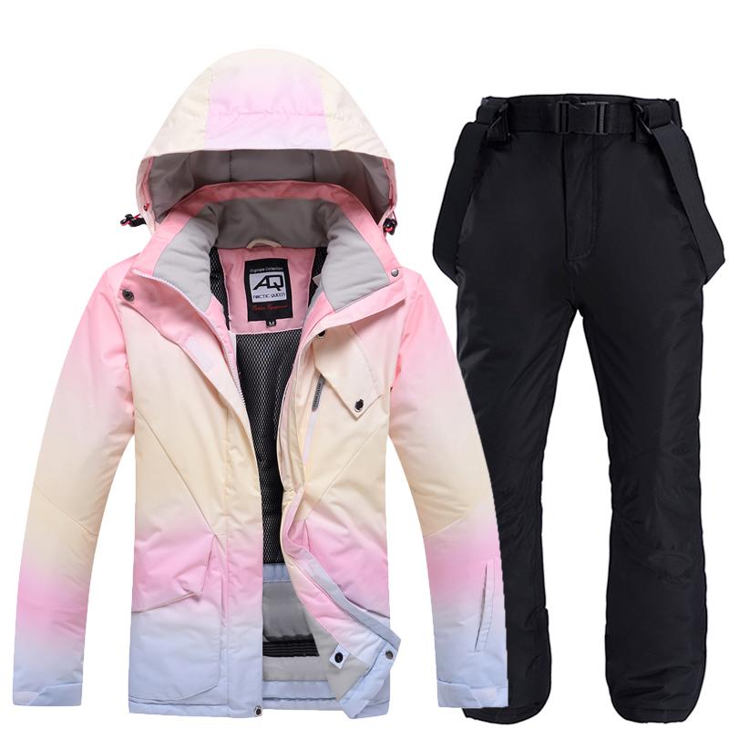 Damen-Skianzug, Skijacke + Hose, Damen-Winter, atmungsaktiv, warm, Sport, wasserdicht, winddicht, Ski- und Snowboard-Anzüge, Ski-Set S