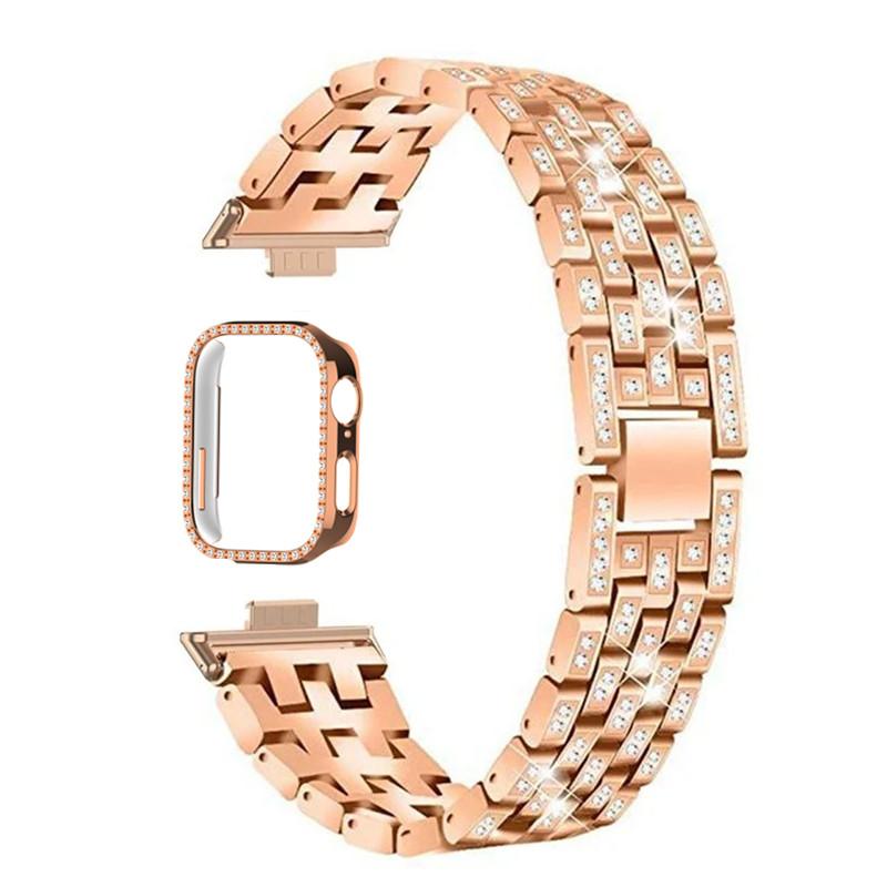 Diamantarmband+Hülle für huawei watch fit 4 Smartwatch-Armband für huawei watch Fit 4 Pro Armband für huawei watch Fit3 Metallarmband correa B-huawei watch Fit3 rose gold