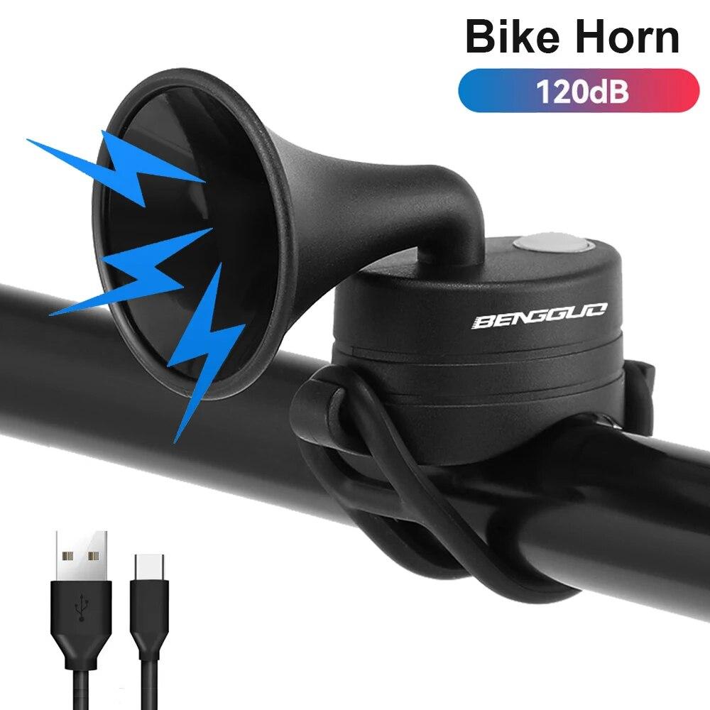Fahrrad Elektronische Hupe E-Bike Hupe 120dB Lauter Warnton USB Wiederaufladbar IPX4 Wasserdicht Roller Rennrad Mountainbike Klingel black