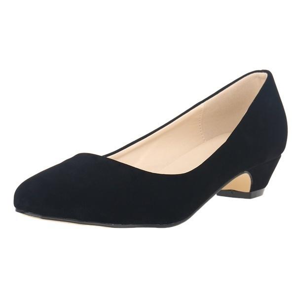 LOSLANDIFEN Neue High Heels Flock Schuhe Frau Dicke Frauen Pumpen Party Spitz Frauen Plattform Heels 35 schwarz