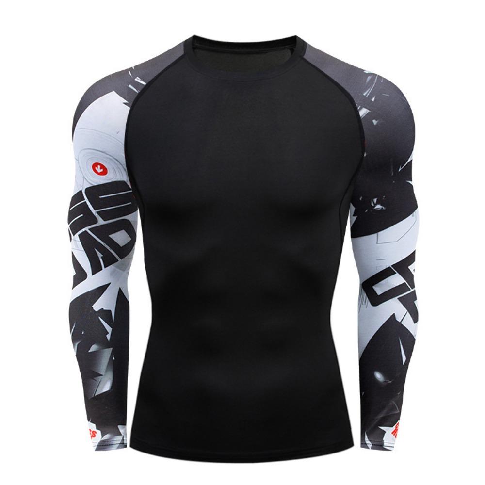 MMA T-Shirt Herren Rashguard Langarm Muay Thai T-Shirts Gi BJJ Jiu Jitsu MMA Kompressionsshirt Fitnessstudio Boxen Trikots 3XL gray