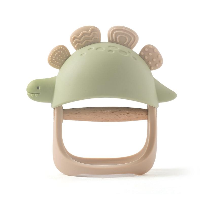 Baby Silikon Beißring Dinosaurier Silikon Handschuhe Baby Pflege Utensilien 0 12 Monate Zahnpflege Silikon Rasseln Spielzeug Kaugummi Baby grün