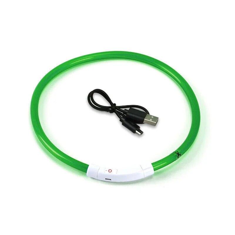 LED-Hundehalsband, leuchtendes USB-Hundehalsband für Katzen, 3 Modi, LED-Licht, leuchtendes Verlustpräventions-LED-Halsband für Hunde, Haustier-Hundezubehör 50CM grün