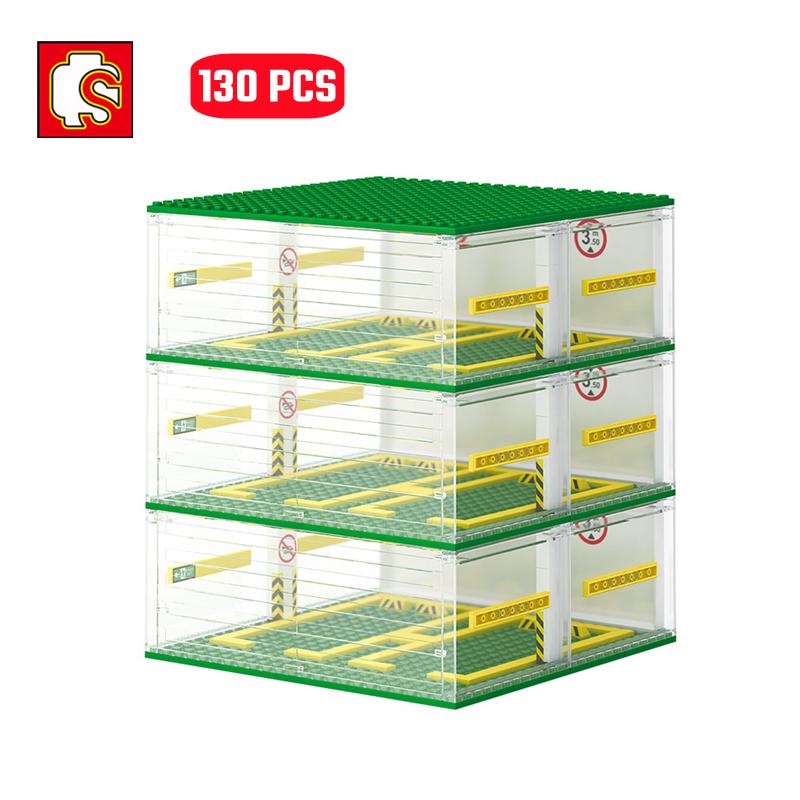 SEMBO BLOCK Sportwagen Garage Bausteine MOC Supercar Stadt Rennsport Parkplatz Fahrzeug Aufbewahrungsbox Steine Kinderspielzeug Geschenke