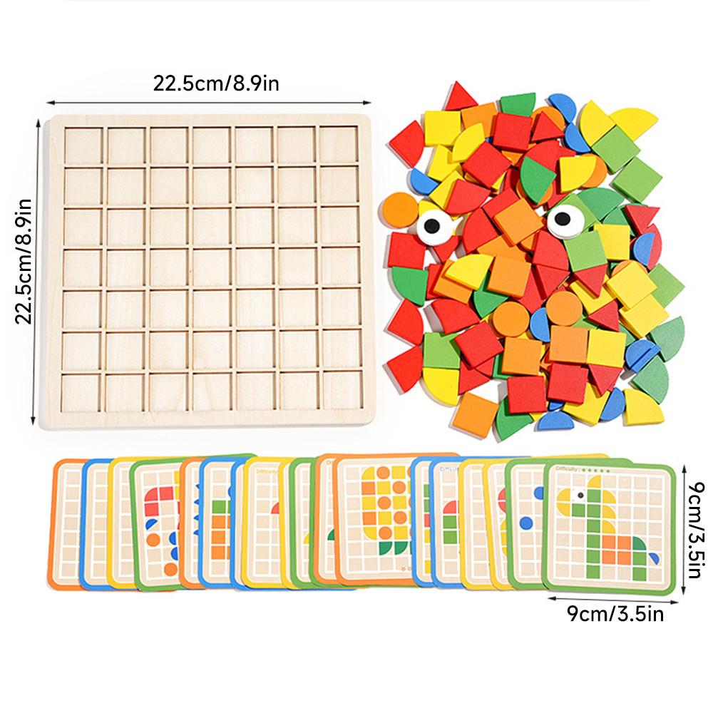 120-teiliges Holzmosaik-Puzzle-Spielzeug Montessori Kinder Holz 3D geometrische Form Puzzle Brettspiel Baby frühe Bildung Spielzeug für Kinder