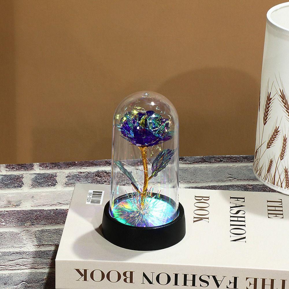 Rote bunte dekorative Blumen-Pflanzen-ewige Rose-LED-Licht-Folien-Blumen-Geschenk A violett