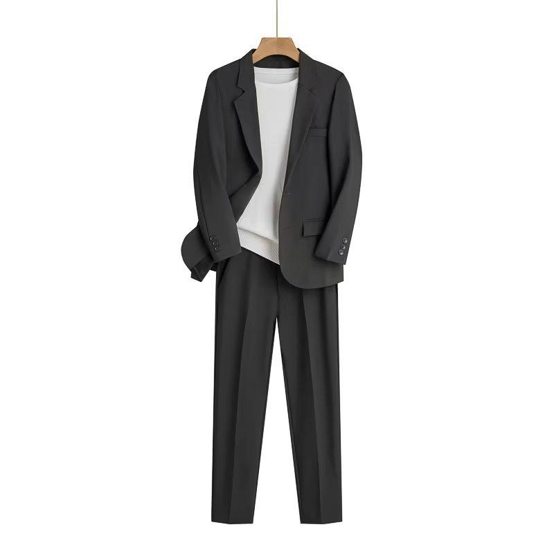 Leichte Business-Casual-Anzüge für Herren im Frühling/Sommer – Stilvolle, locker sitzende Jacken XL dunkelgraue