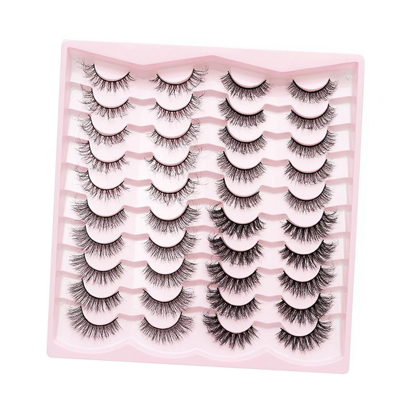 20 Paar Falsche Wimpern 4 Stil Synthetische Faser Handgefertigt Leicht Bequem 3D Wimpern