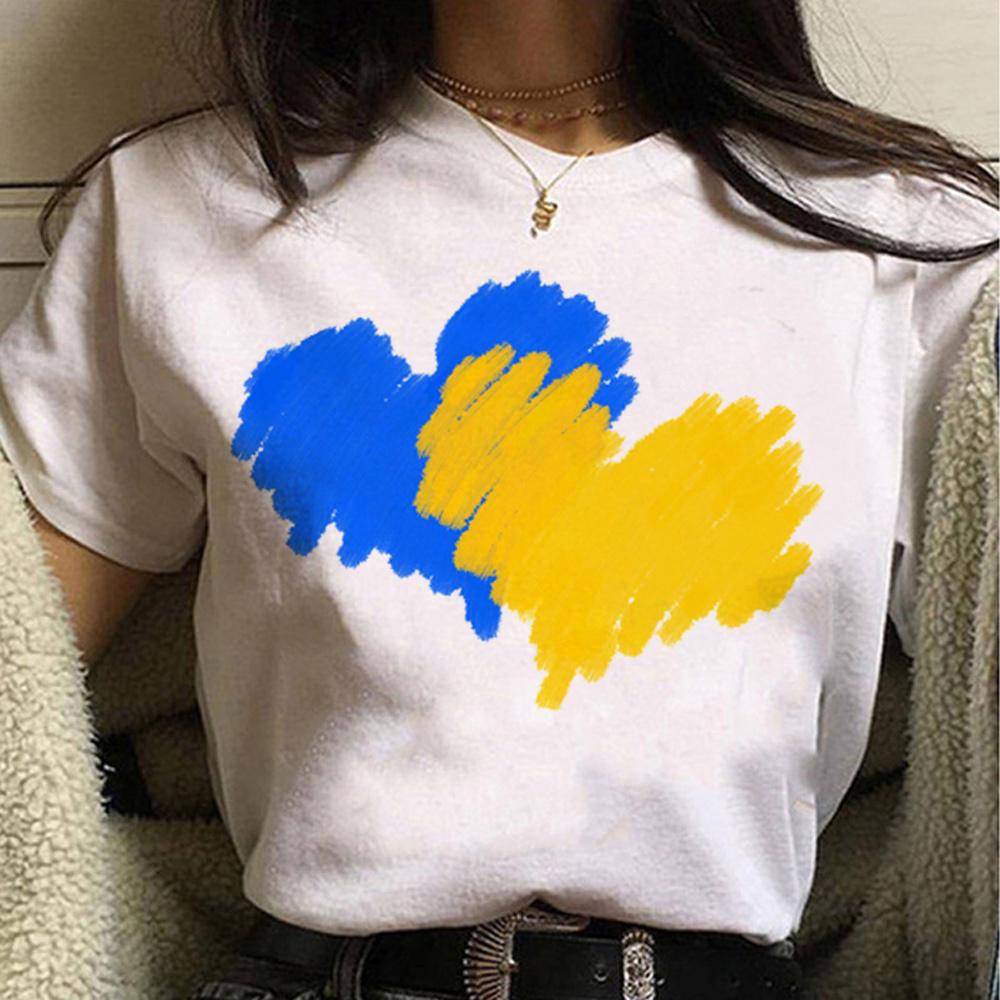 Ukrainische Flagge T-Shirt Damen Y2K T-Shirt Damen Manga Kleidung Plus Size Damenbekleidung Kurzarm T-Shirt M