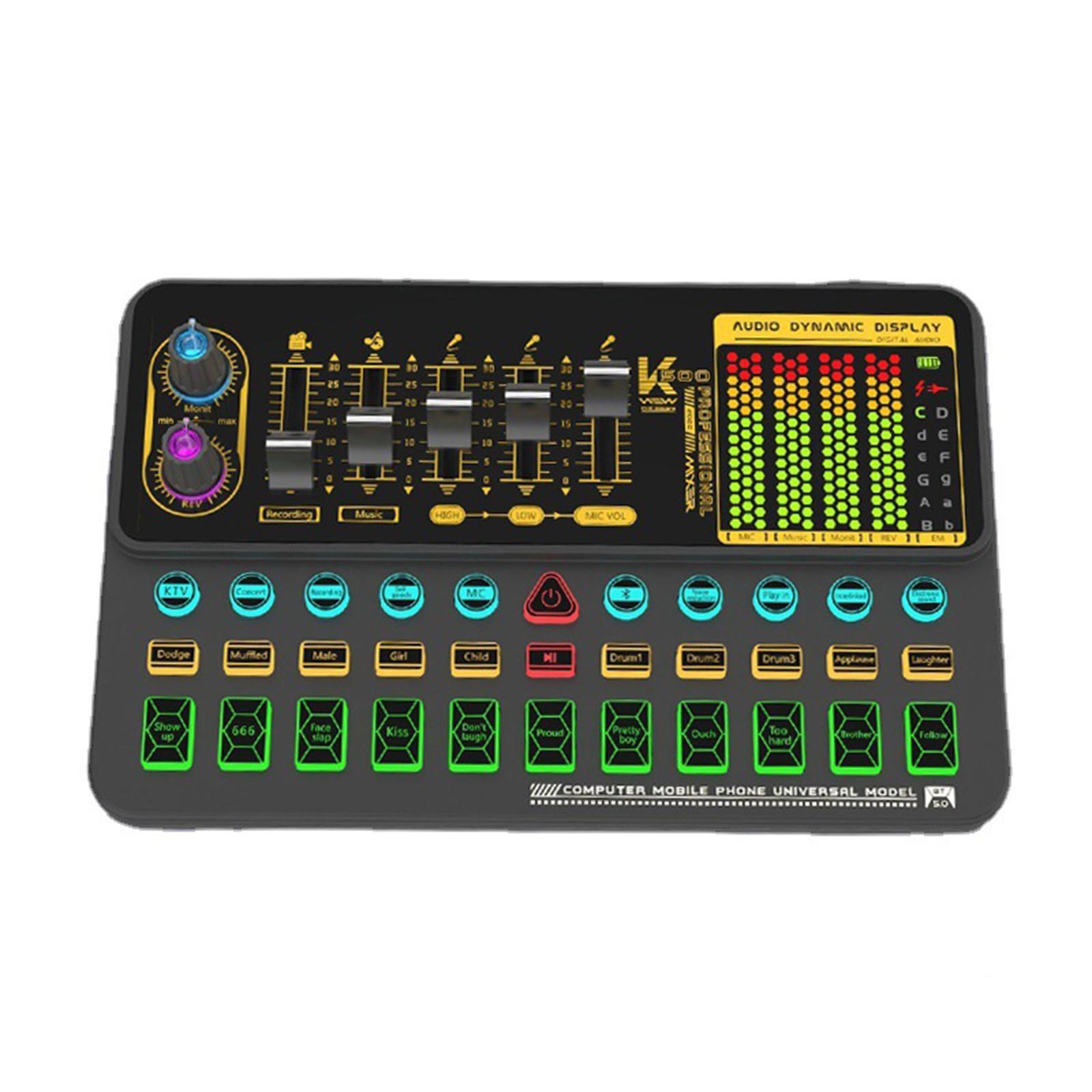 Live-Streaming-Soundkarte für Computer und Mobiltelefon für Online-Gesang, Chatten, Live-Video-Streaming K500 schwarz