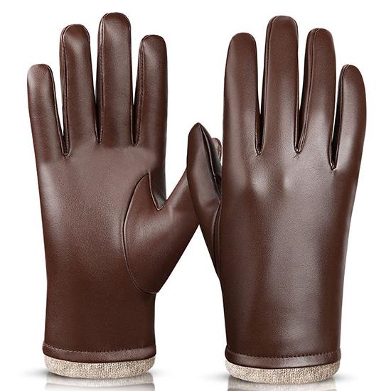 Winter-Handschuhe aus schwarzem Echtleder für Herren, warm haltende Herren-Winterhandschuhe, einfache Herren-Lederhandschuhe aus Hirschleder XL braun