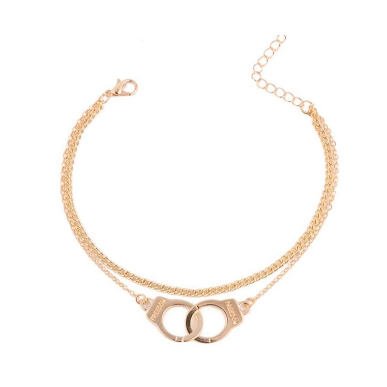 Mode Frauen Böhmischen Stil Fuß Kette Schmuck Doppelschicht Beliebte Strand Fußkettchen 1PC gold