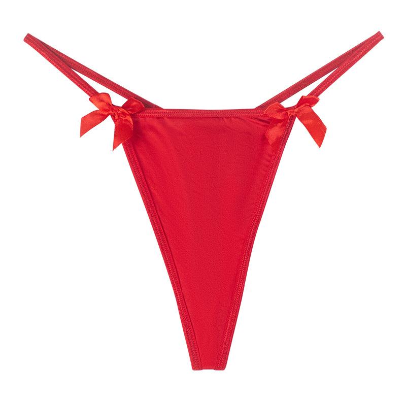 CINOON Damen Sexy Schleifen-String Tiefsitzend Metallkette G-String Unterhose Dünne Träger Versuchung Dessous Intimates M rot
