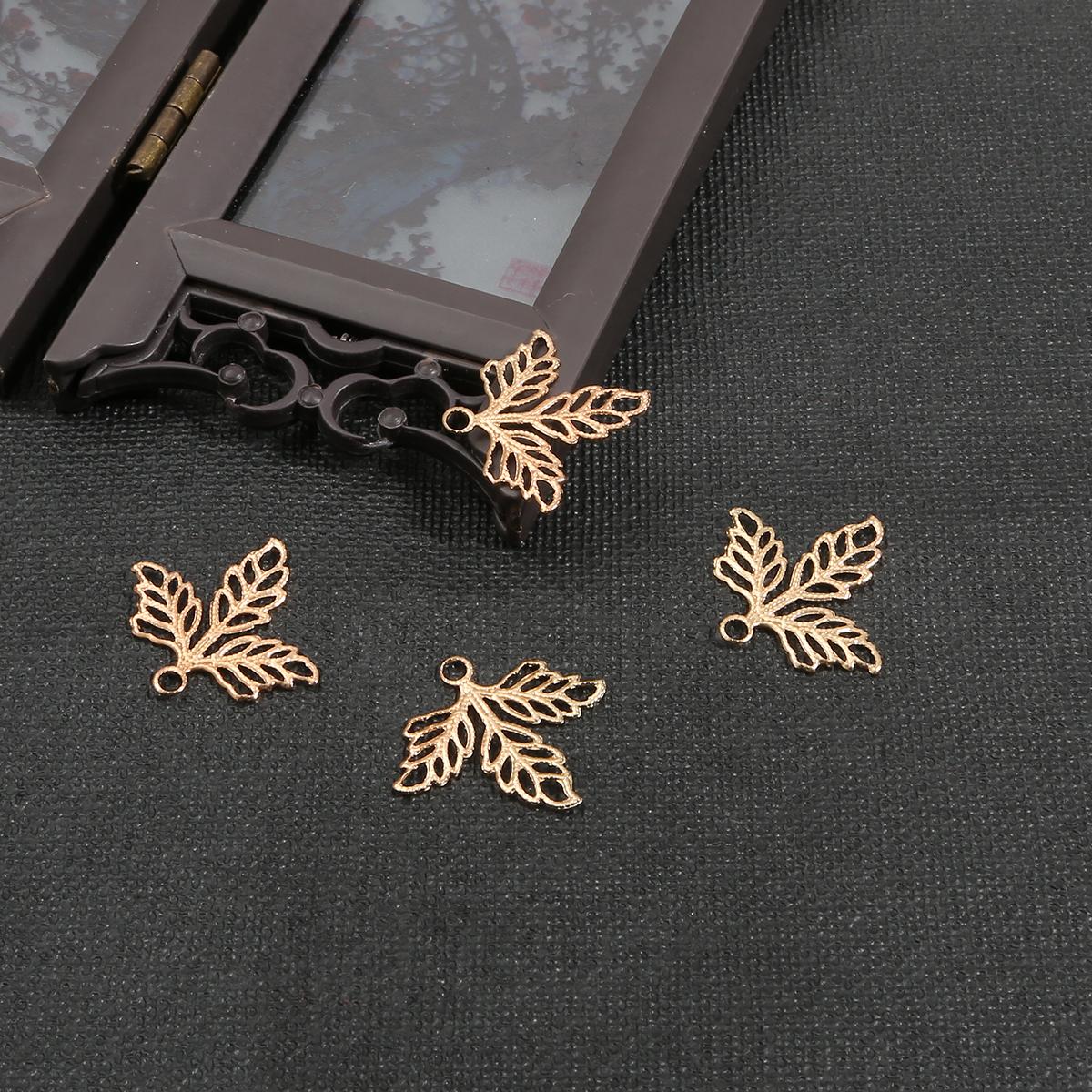 10 Stück Metall Kupfer Ahornblatt Charm DIY Zubehör Erkenntnisse Zubehör für die Schmuckherstellung 25×23mm