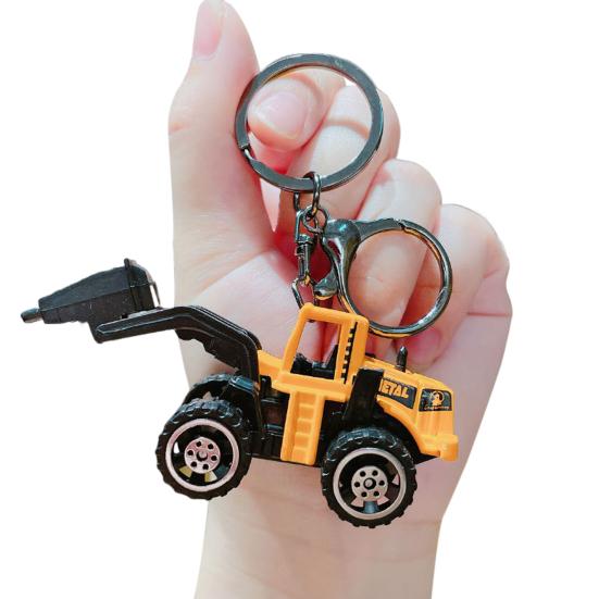 Mini Baumaschinen Anhänger Schlüsselanhänger Rückziehauto Cartoon Spielzeugauto Schlüsselanhänger Anhänger Anti-Abnehmbar A gelb