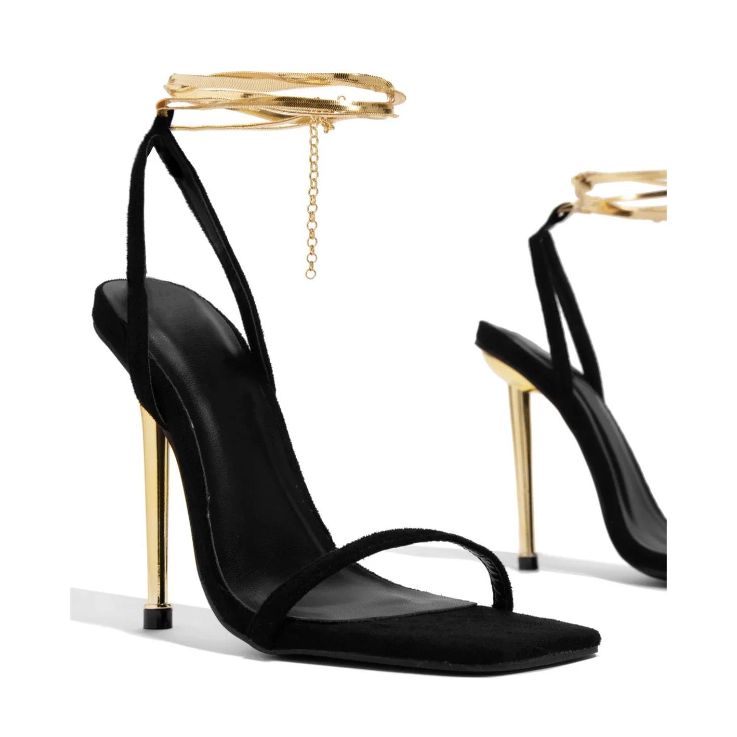 Pumpen Frauen Mit Hohen Absätzen Sandalen 2024 Sommer Neue Karree Slingbacks Frauen Sexy High Heels Kleid Party Dünne Heels Alias De mujer 39 schwarz