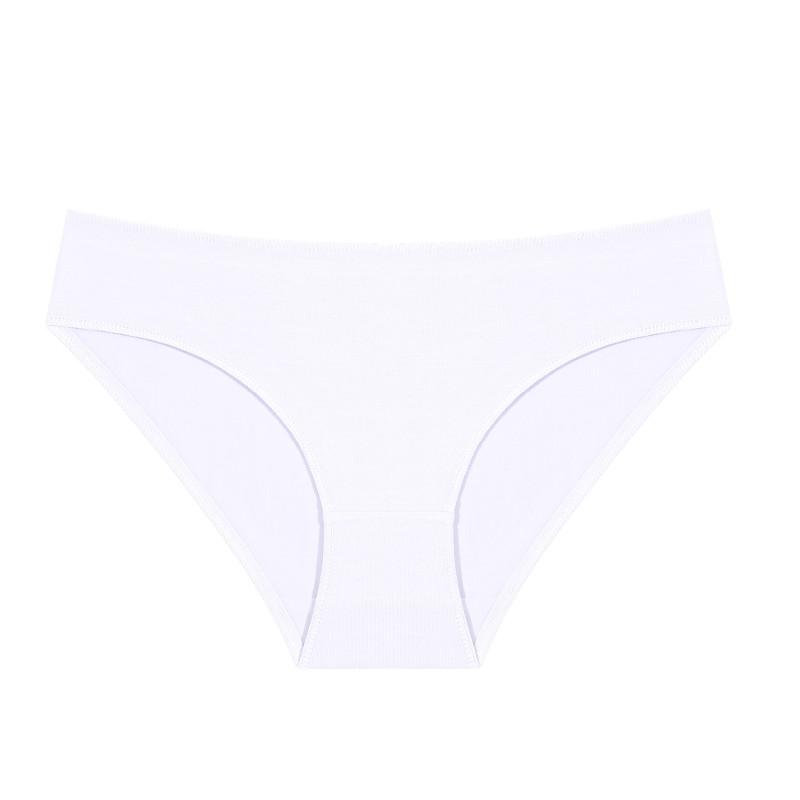 FINETOO Baumwollslips mit mittlerer Taille für Damen Komfort-Lingerie Einfarbige Unterhosen Weiche Unterwäsche Atmungsaktive Slips L weiß