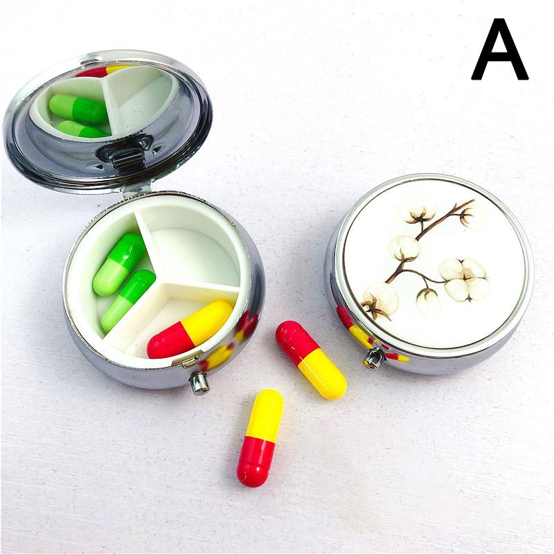 Metall-Pillendosen, runde Pillendosen aus Edelstahl, Medikamenten-Organizer, Behälter, Medizin-Etui, Splitter, Pillen-Süßigkeitsbox