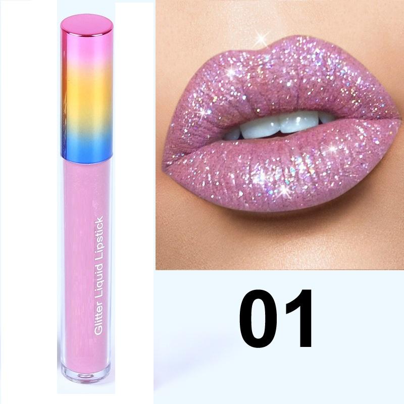 Glitzer-Lipgloss, glänzender Lipgloss, glänzender flüssiger Lippenstift, rot-rosa Lippenfleckenstift, niedlicher Lippentönungs-Lippenstift, Make-up, Schönheitskosmetik 1#