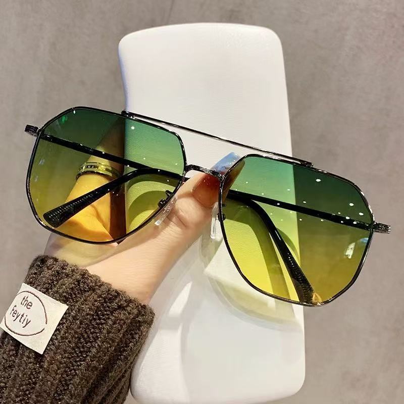 Nicht polarisierte Übergroße Vintage Sonnenbrille Herren Damen Verwendung Tag und Nacht Shades Brillen Doppelsteg Fahren Nachtsicht Sonnenbrille grün