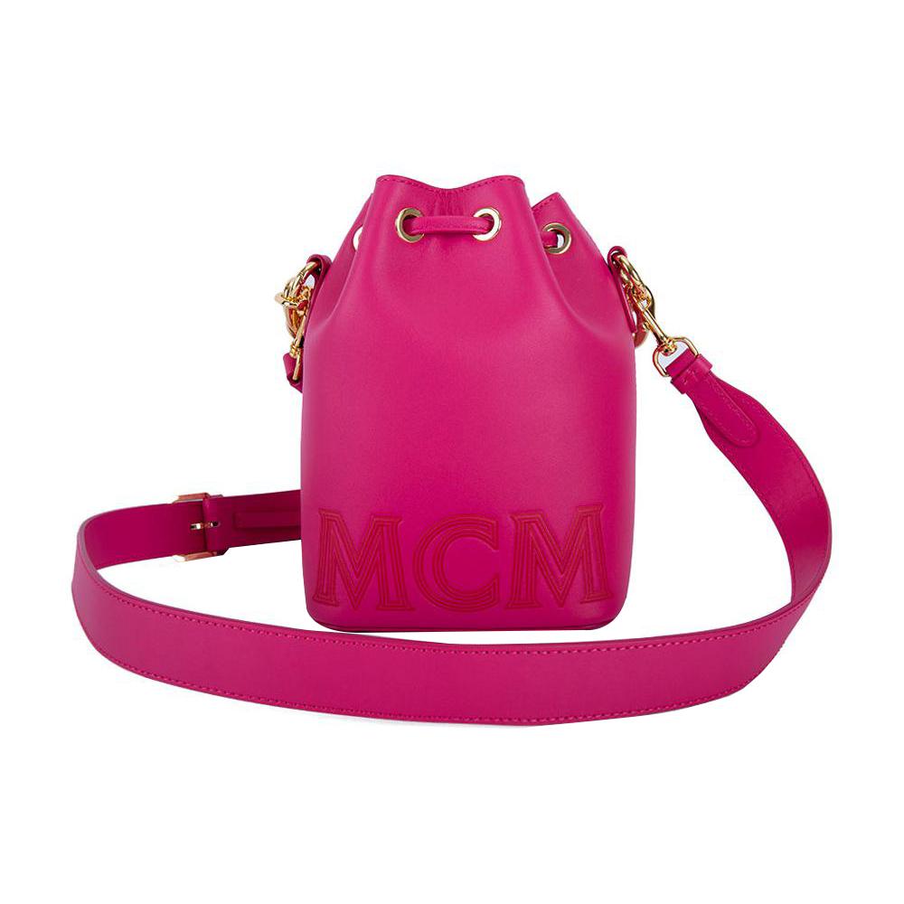 Neue MCM Leder Schultertasche, Umhängetasche, Handtasche Mini Damen Lila MWDCSSX02QW001 14.0*9.9*20.1CM