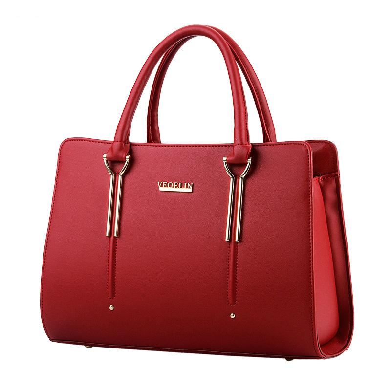 Handtaschen mit Top-Griff, Pu-Leder, Damen-Umhängetaschen, lässige Damen-Tragetaschen wein rot