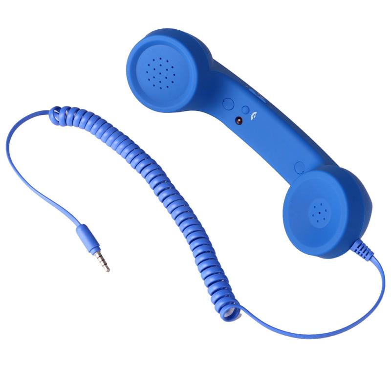 Retro Telefonhörer Lautsprecher Anruf Mic Receiver für iPhone Android Handys 7 Farbe blau