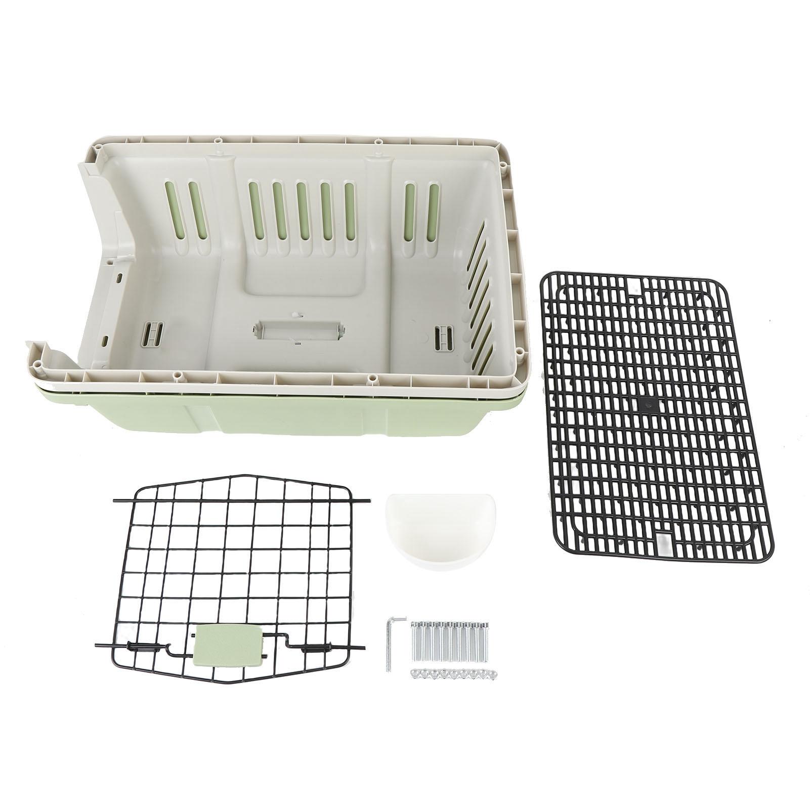 Hundebox aus Kunststoff Hundehütte Belüftung Großer Raum Tragbar Katze Haustier Reisebox für Draußen grün