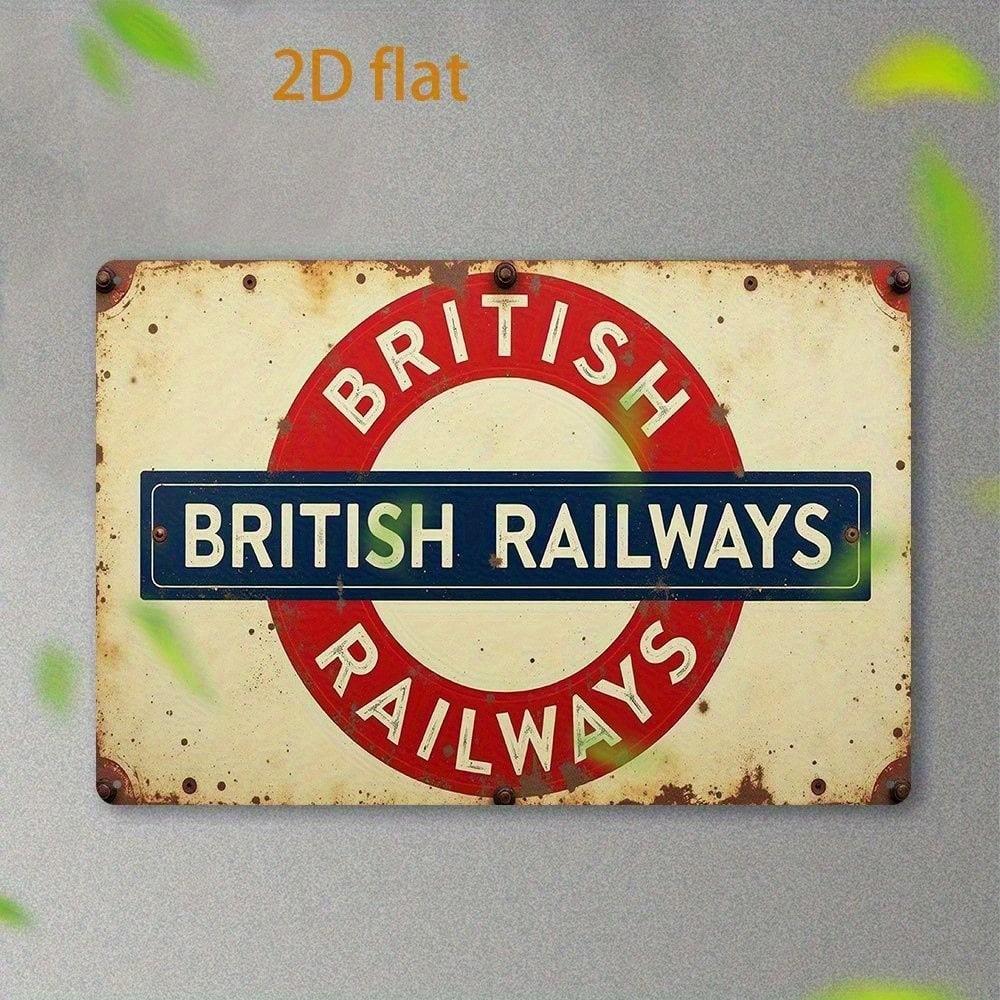 Vintage Britische Eisenbahn Zug Blechschild Metall Wandkunst 8x12 Zoll Rustikale Kneipe Bar Dekoration bunt