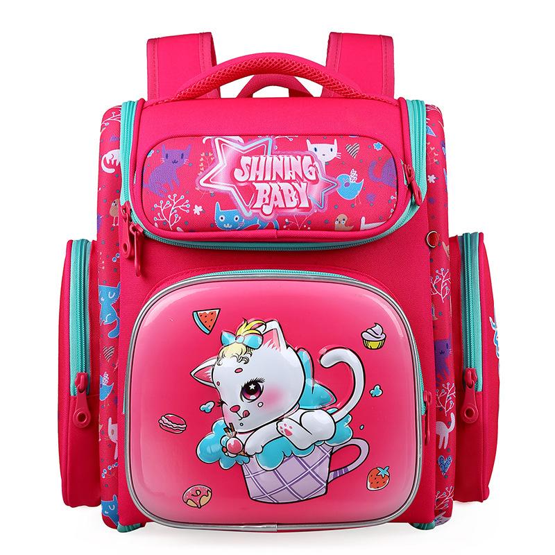 Schulrucksack für Kinder Klassen 2-3, PC-Hartschalen-Weltraumrucksack, Leichter ergonomischer Schüler-Ranzen, Wasserabweisend, für Jungen Mädchen Kitten