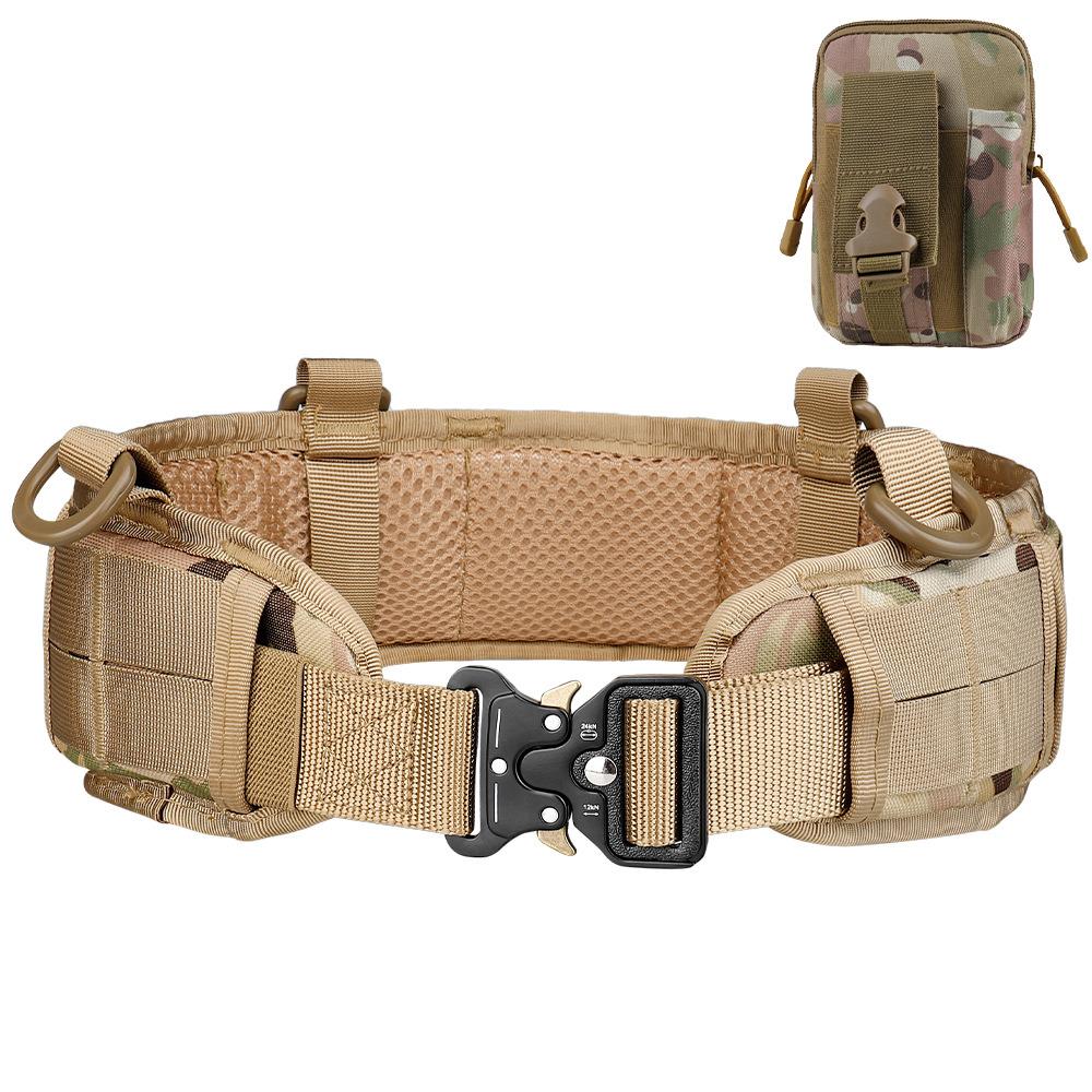 Jsjm Taktischer Gürtel Verstellbarer Gürtel Outdoor Arbeit Herren Gürtel Kampf Cs Jagd Paintball Gepolsterte Hüftgurte Tasche beige