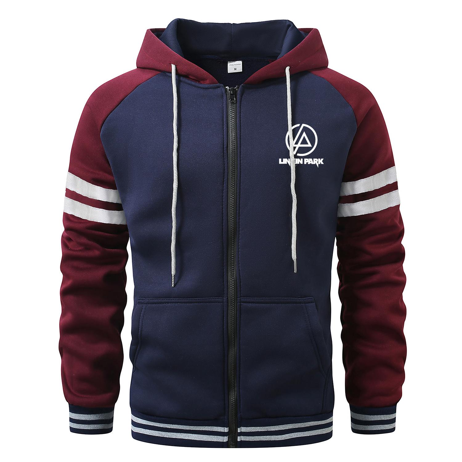 LINKIN PARK  Kapuzenpullover für Herren Cardigan mit Reißverschluss Kapuzenpullover mit Tasche Sport & Outdoor Herrenmode Kapuzenpullover & Sweatshirts Streetwear Casual Herrenmäntel S navy blau