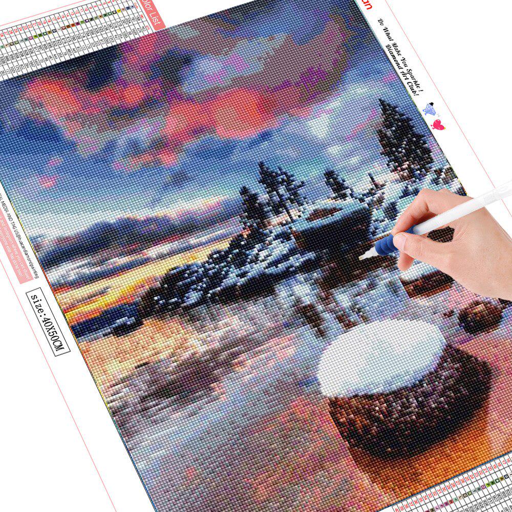 Diamant-Mosaik-Landschaft, Harz-Bohrer, Kristall-Diamant-Gemälde, 5D-Vollrund-Diamant-Stickerei 20X30