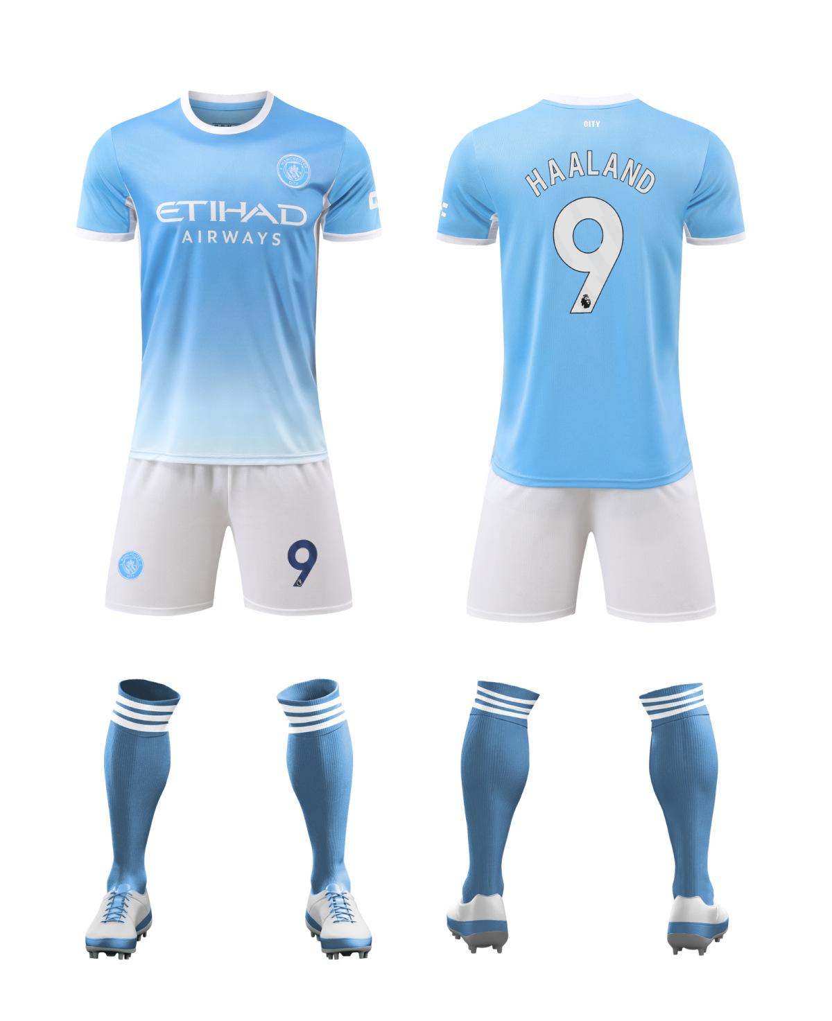 26-27 Nr. 9 im Heimstadion von Manchester City Fußballtrikot Kinderkleidung Erwachsenen-Set Größe 16-2XL #26