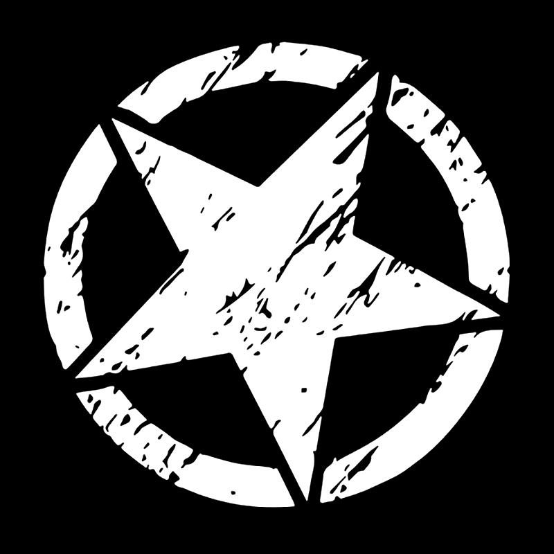 Autoaufkleber Military Army Star Hood KK Off Road Grafikaufkleber für Jeep Wrangler Automobile Außenzubehör Vinyl 50x50cm weiß