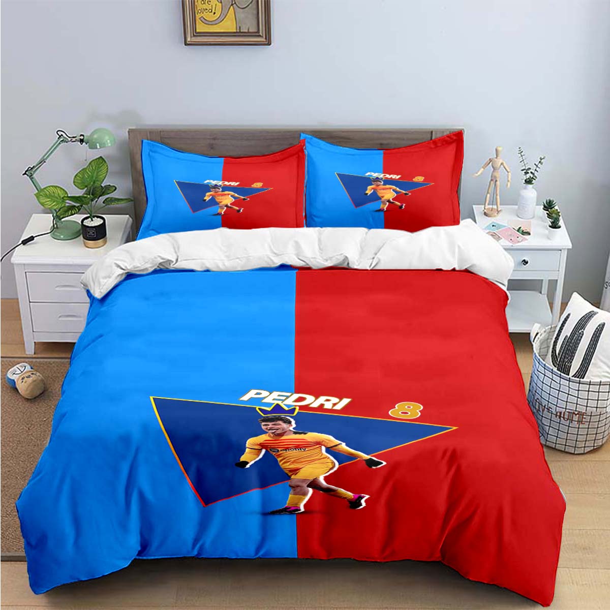 Spanien Mode Fußballstar P-Pedri Druck Bettwäsche Sets Bettwaren Set Bettdecke Set Teenager Mädchen Twin Einzel Kind Geschenk 220*240cm 3pcs