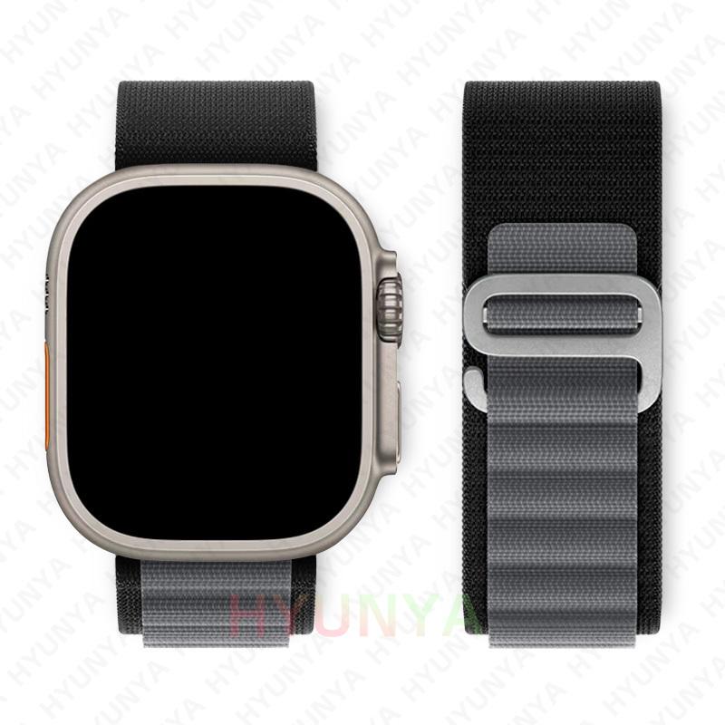 Alpines Armband für Apple Watch Armband Serie 10 9 8 7 SE Ultra 2 41mm 42mm 45mm 46mm 49mm 40mm 44mm IWatch Correa Armband 42-44-45-46-49mm schwarz grau