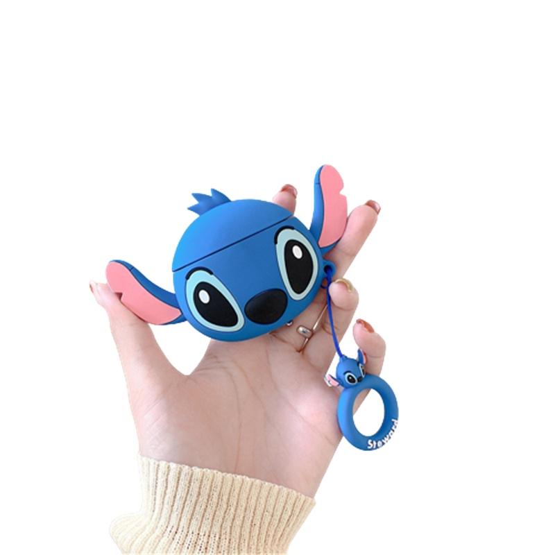 Süße Cartoon Stitch Airpods Pro2 Hülle Weiche Silikon Schutzhülle Für Apple Bluetooth Kopfhörer Entzückende Schale Für Frauen blau