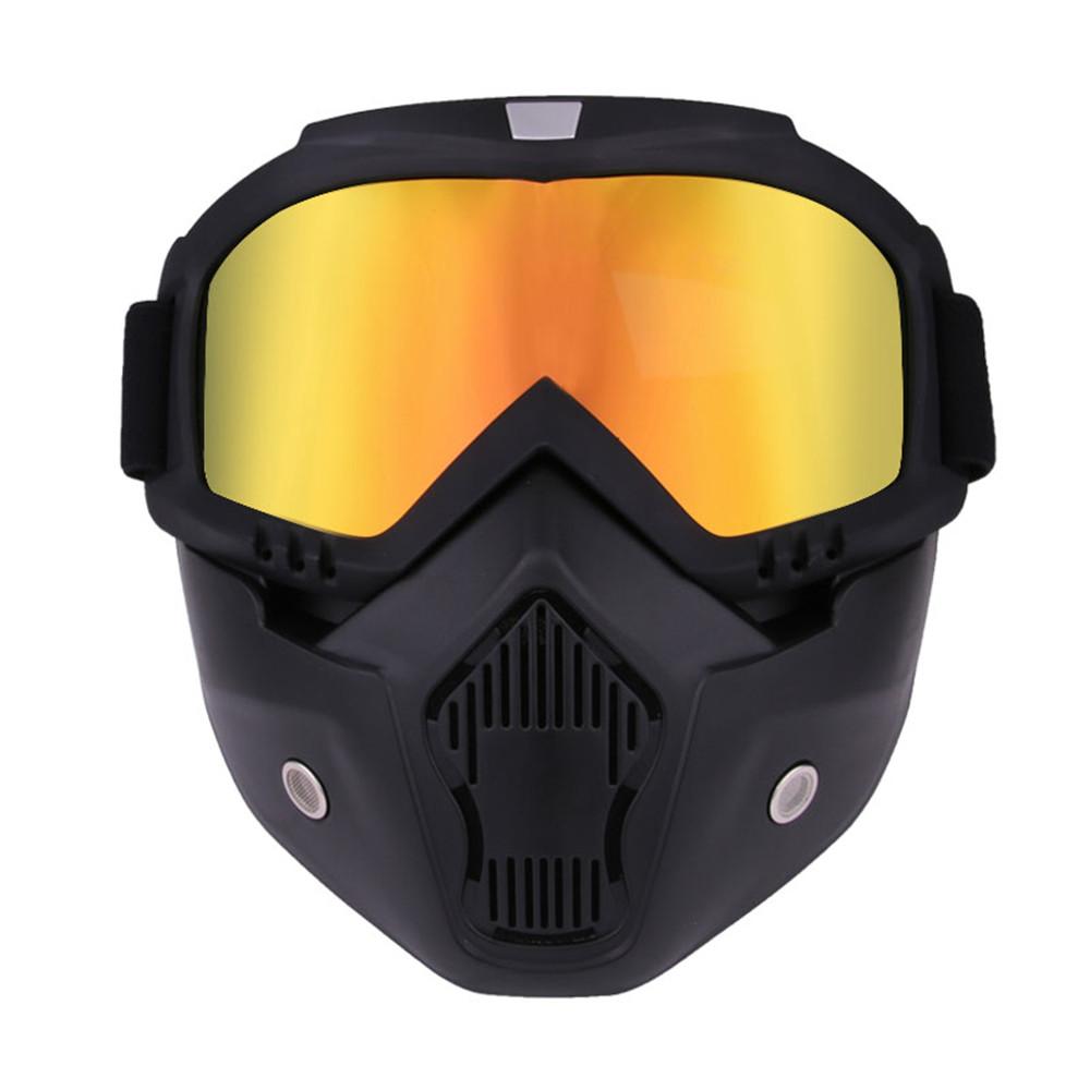 Motorradbrille Winddichte Brille Brille Maske Brille Ski Sichere Spiegelhelmbrille Schutz-Skimasken Offroad-Helmbrille gold