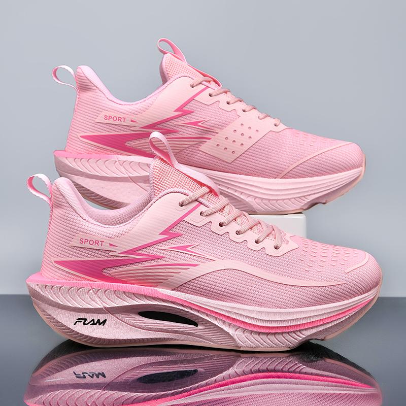 Professionelle Marathon-Carbonplatten-Mesh Atmungsaktiv Stoßdämpfende Laufschuhe Leicht Rebound Vielseitige Laufschuhe 45 rosa