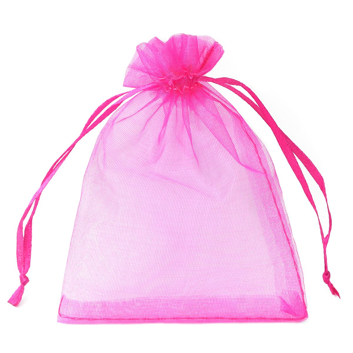 50 teile/beutel Einstellbare Kordelzug Organza Taschen Schmuck Verpackung Taschen Candy Hochzeit Taschen Geschenke Beutel 9x12cm fuchsie