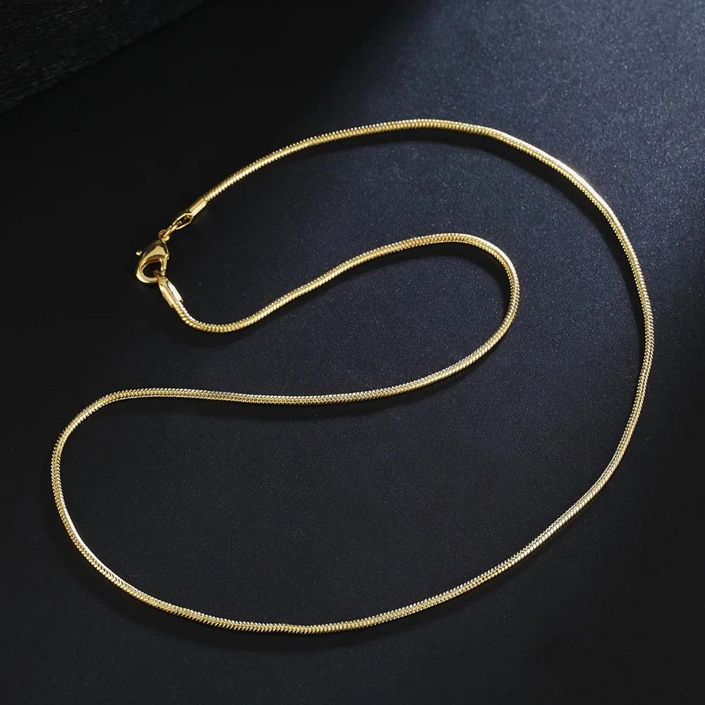 Neue 925 Sterlingsilber 1mm Schlangenkette 18k Goldfarbe Halsketten 16-30 Zoll Damen Herren Schmuck 50CM 20 inches