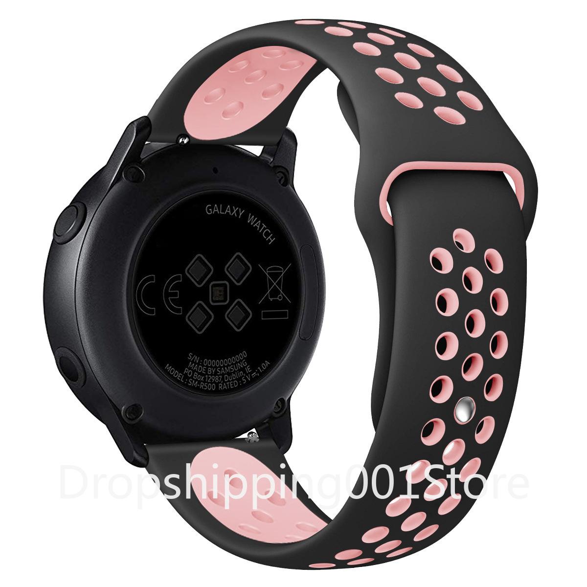 Silikonband 20/22 mm für Samsung Galaxy Watch 3 4 klassisches Armband Gear S3 46/42 mm Huawei Watch GT2 Correa Armband Active 2 40 mm 44 mm Armband 22mm watch strap rosa/schwarz