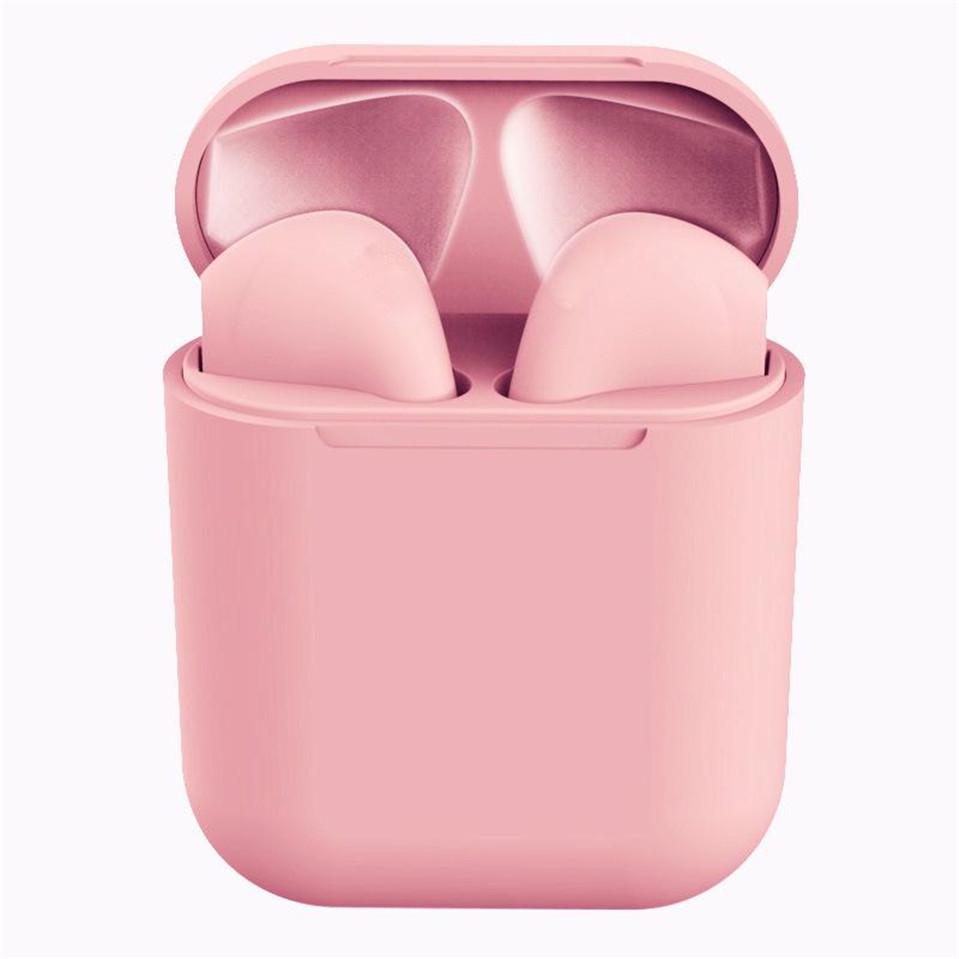 Macaron inPods I12 TWS Bluetooth-Kopfhörer Mini-Kopfhörer Drahtlose Ohrhörer Bluetooth-Headset mit Ladebox Auriculars Fone rosa